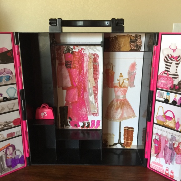 2011 Mattel Pink & Black Barbie Doll Wardrobe Case - Picture 7 of 10